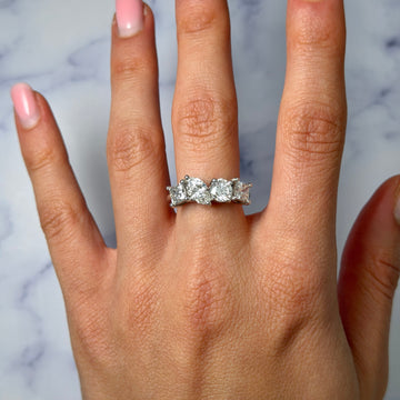 Anniversary 4 Stone Band 2.63 CTW Diamond Fancy and Round Cut GIA Certified 18K White Gold Ring