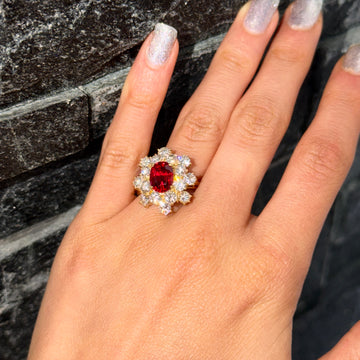 GRAFF Red Spinel 2.37 CT Double Halo Diamond Ring GIA Certified 18K Yellow Gold Size 7