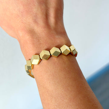CHIAMPESAN Sculpted Link Bracelet 7 Inches 18K Yellow Gold
