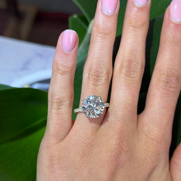 FANA 5.69 CT Natural Diamond Round Brilliant Cut Engagement Ring 14K Yellow Gold Size 6.25