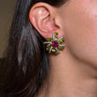 Ivan and Co Vintage Peridot Pink Tourmaline and Diamond Earrings 18K Yellow Gold Platinum