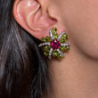 Ivan and Co Vintage Peridot Pink Tourmaline and Diamond Earrings 18K Yellow Gold Platinum