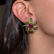Ivan and Co Vintage Peridot Pink Tourmaline and Diamond Earrings 18K Yellow Gold Platinum