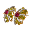 Ivan and Co Vintage Peridot Pink Tourmaline and Diamond Earrings 18K Yellow Gold Platinum