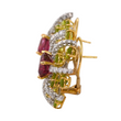 Ivan and Co Vintage Peridot Pink Tourmaline and Diamond Earrings 18K Yellow Gold Platinum