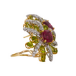 Ivan and Co Vintage Peridot Pink Tourmaline and Diamond Earrings 18K Yellow Gold Platinum