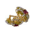 Ivan and Co Vintage Peridot Pink Tourmaline and Diamond Earrings 18K Yellow Gold Platinum