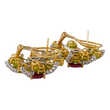 Ivan and Co Vintage Peridot Pink Tourmaline and Diamond Earrings 18K Yellow Gold Platinum