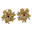 Ivan and Co Vintage Peridot Pink Tourmaline and Diamond Earrings 18K Yellow Gold Platinum
