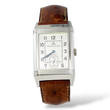 Jaeger-LeCoultre Reverso Grande Taille 26 x 42 Steel Silver Dial Manual Winding Brown Leather Bracelet Ref 270.8.62
