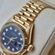 Lady-Datejust 26mm President Factory Diamond Black Dial Fluted Bezel 18K Yellow Gold