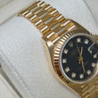 Lady-Datejust 26mm President Factory Diamond Black Dial Fluted Bezel 18K Yellow Gold