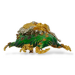 Large Green Enamel Dragon Brooch Diamond and Ruby 18K Yellow & White Gold Pin Vintage