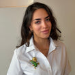 Large Green Enamel Dragon Brooch Diamond and Ruby 18K Yellow & White Gold Pin Vintage