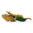 Large Green Enamel Dragon Brooch Diamond and Ruby 18K Yellow & White Gold Pin Vintage