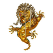 Large Green Enamel Dragon Brooch Diamond and Ruby 18K Yellow & White Gold Pin Vintage