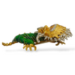 Large Green Enamel Dragon Brooch Diamond and Ruby 18K Yellow & White Gold Pin Vintage
