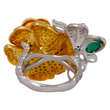 Magnificent Emerald Rose Cut Diamond Fancy Yellow Floral Ring 18K Yellow & White Gold Size 6