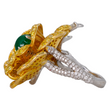 Magnificent Emerald Rose Cut Diamond Fancy Yellow Floral Ring 18K Yellow & White Gold Size 6