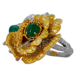 Magnificent Emerald Rose Cut Diamond Fancy Yellow Floral Ring 18K Yellow & White Gold Size 6