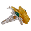 Magnificent Emerald Rose Cut Diamond Fancy Yellow Floral Ring 18K Yellow & White Gold Size 6