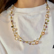 Marco Bicego Paradise Pearl & Mixed Gemstone Necklace 18K Yellow Gold on a neck 