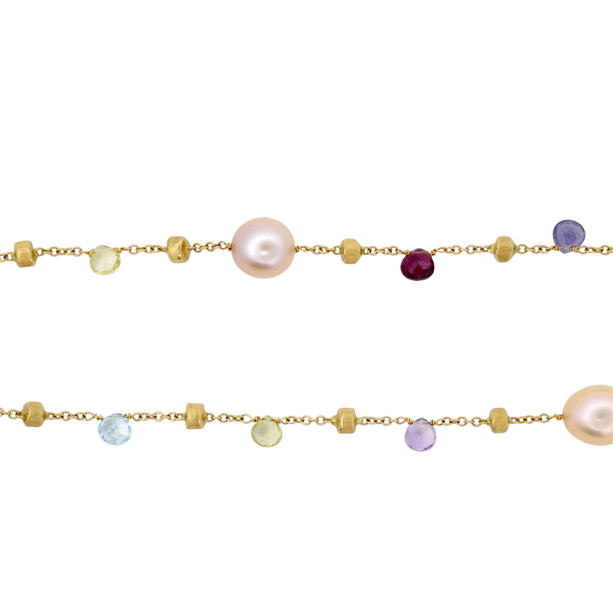 Marco Bicego Paradise Pearl & Mixed Gemstone Necklace 18K Yellow Gold close up