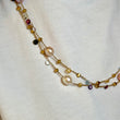 Marco Bicego Paradise Pearl & Mixed Gemstone Necklace 18K Yellow Gold on a neck  side view