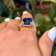 Natural 10.24 CT Blue Sapphire NO HEAT Ceylon SSEF Diamond Ring 18k Yellow Gold Platinum