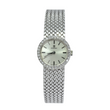 Omega Classic Vintage 20mm Ladies Dress Watch 18K White Gold Factory Diamond Bezel Manual Winding 1970s Just Serviced Ref 7185