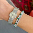 Omega Classic Vintage 20mm Ladies Dress Watch 18K White Gold Factory Diamond Bezel Manual Winding 1970s Just Serviced Ref 7185
