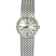 Omega Classic Vintage 20mm Ladies Dress Watch 18K White Gold Factory Diamond Bezel Manual Winding 1970s Just Serviced Ref 7185