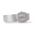 Omega Classic Vintage Ladies Dress Watch 23mm 18K White Gold Double Row Diamond Bezel Circa 1960s Serviced with Warranty Manual Winding