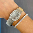 Omega Classic Vintage Ladies Dress Watch 23mm 18K White Gold Double Row Diamond Bezel Circa 1960s Serviced with Warranty Manual Winding