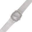 Omega Classic Vintage Ladies Dress Watch 23mm 18K White Gold Double Row Diamond Bezel Circa 1960s Serviced with Warranty Manual Winding