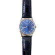 Patek Philippe Calatrava 33mm Date Automatic 18K White Gold Blue Dial Roman Numeral Leather Band Ref 3593G