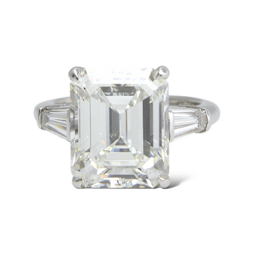 TIFFANY AND CO Diamond Engagement Ring 6.05 CT Emerald Cut Platinum Certified H VS1 Three Stone Ring