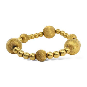 TIFFANY & CO Fluted Beaded Ball Ribbed Chain Bracelet 18K Yellow Gold 8 Inch