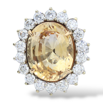 GIA Certified No Heat Natural Sapphire 20.03 CT Halo Diamond Ring 18K White Gold
