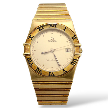 Omega Constellation 33mm Quartz Gold Roman Numerals Dial 18K Yellow Gold Ref 396.1080 Warm Patina | Deployment Buckle