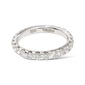 Eternity Band 1.53 CT Natural Diamond Round Cut 18K White Gold Ring
