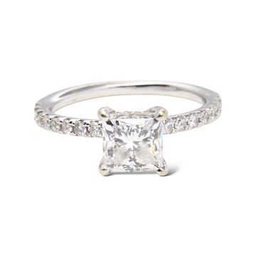 GIA Certified 1.26 CT Princess Cut Diamond Engagement 14K White Gold Ring