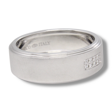 TIFFANY AND CO Diamond Wedding Band Natural Round Cut 18K White Gold Ring