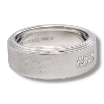 TIFFANY AND CO Diamond Wedding Band Natural Round Cut 18K White Gold Ring