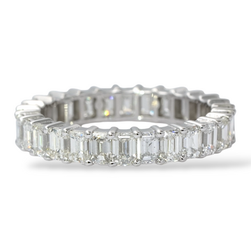 Contemporary Natural Diamond 2.85 CT Eternity Band Emerald Cut Classic Wedding Ring 14K White Gold