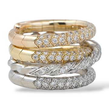 DAVID YURMAN Sculpted Cable Four Row Ring Size 6 18K Trio Gold