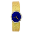 Piaget Vintage Blue Lapis Lazuli Dial Diamond Bezel 24mm Manual 18K Yellow Gold