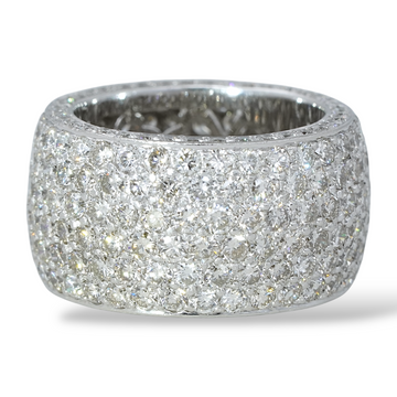 Contemporary 7 CT Natural Diamond Pave Wide Band Platinum 900 Ring Size 6.25