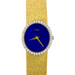 Piaget Vintage Blue Lapis Lazuli Dial Diamond Bezel 24mm Manual 18K Yellow Gold