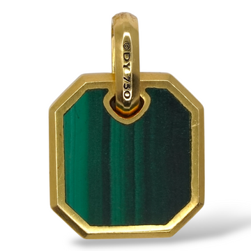 David Yurman Malachite Amulet Pendant 18K Yellow Gold